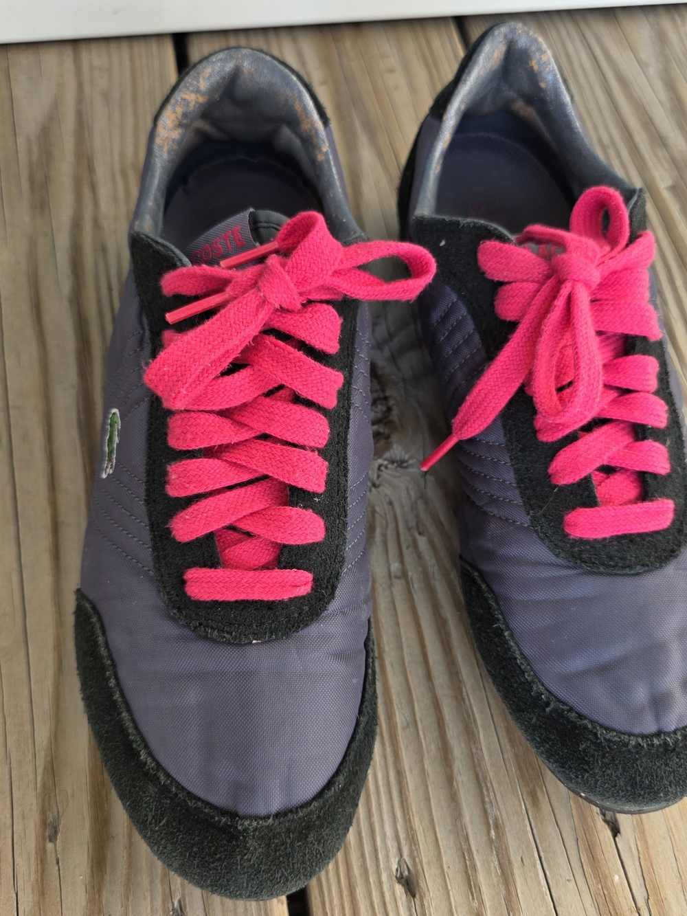 Lacoste Purple Sneakers with Hot Pink Laces